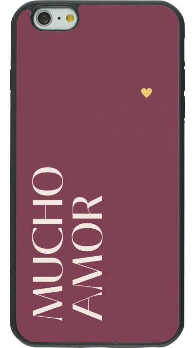 Coque iPhone 6 Plus / 6s Plus - Silicone rigide noir Valentine 2024 mucho amor rosado