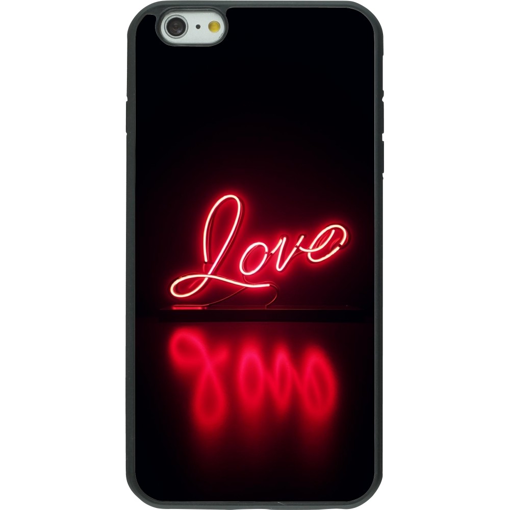Coque iPhone 6 Plus / 6s Plus - Silicone rigide noir Valentine 2025 Neon Love