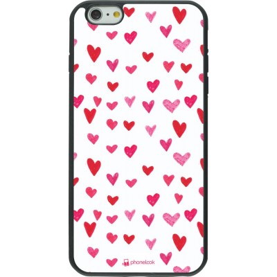 Coque iPhone 6 Plus / 6s Plus - Silicone rigide noir Valentine 2022 Many pink hearts