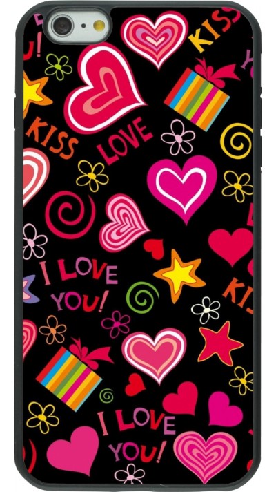 Coque iPhone 6 Plus / 6s Plus - Silicone rigide noir Valentine 2023 love symbols