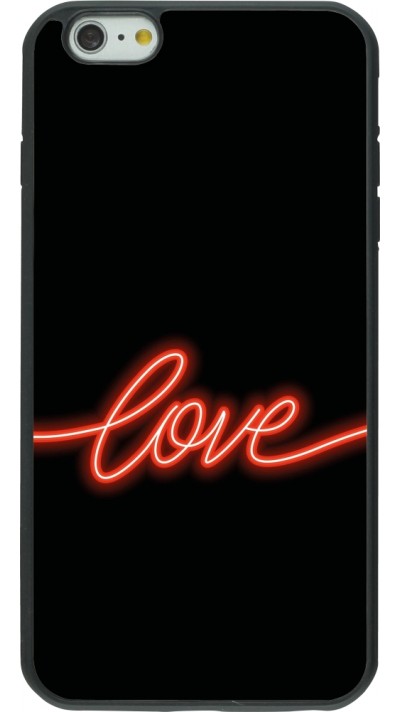 Coque iPhone 6 Plus / 6s Plus - Silicone rigide noir Valentine 2023 neon love