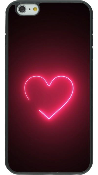 Coque iPhone 6 Plus / 6s Plus - Silicone rigide noir Valentine 2023 single neon heart