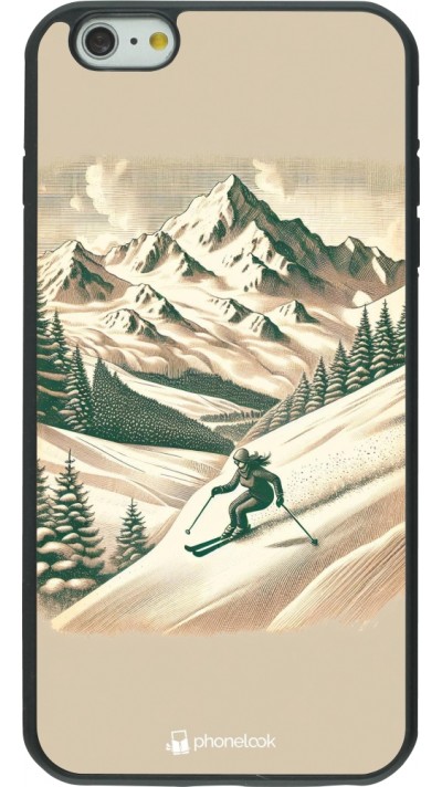 Coque iPhone 6 Plus / 6s Plus - Silicone rigide noir Vintage Ski Mountain