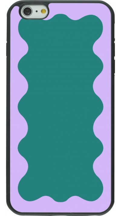 Coque iPhone 6 Plus / 6s Plus - Silicone rigide noir Wavy Rectangle Green Purple