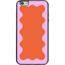 Coque iPhone 6 Plus / 6s Plus - Silicone rigide noir Wavy Rectangle Orange Pink