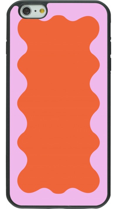 Coque iPhone 6 Plus / 6s Plus - Silicone rigide noir Wavy Rectangle Orange Pink