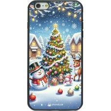 iPhone 6 Plus / 6s Plus Case Hülle - Silikon schwarz Weihnachten 2023 Schneemann und Tannenbaum