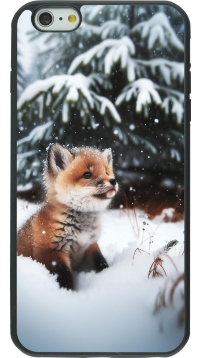 Coque iPhone 6 Plus / 6s Plus - Silicone rigide noir Noël 2023 Renardeau sapin