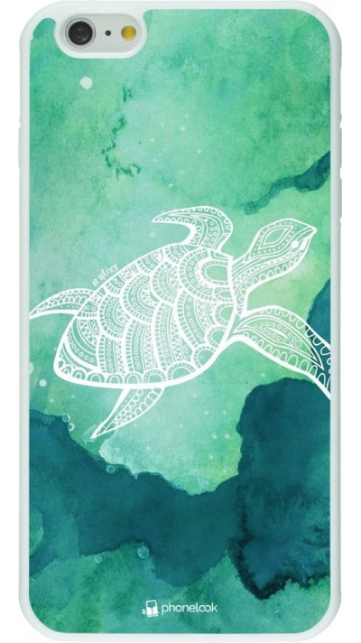 Coque iPhone 6 Plus / 6s Plus - Silicone rigide blanc Turtle Aztec Watercolor
