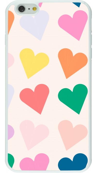 Coque iPhone 6 Plus / 6s Plus - Silicone rigide blanc Valentine 2023 colorful hearts