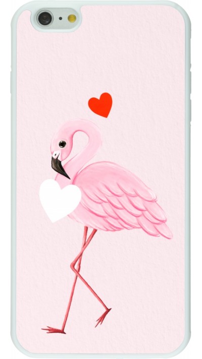 Coque iPhone 6 Plus / 6s Plus - Silicone rigide blanc Valentine 2023 flamingo hearts