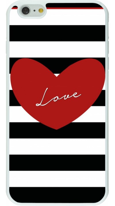 Coque iPhone 6 Plus / 6s Plus - Silicone rigide blanc Valentine 2023 heart black and white lines