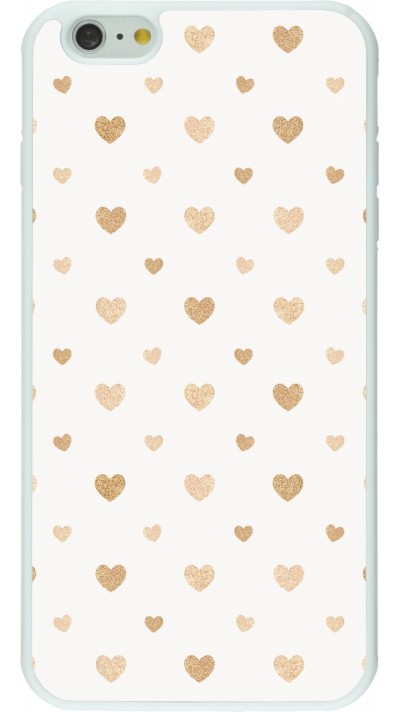 Coque iPhone 6 Plus / 6s Plus - Silicone rigide blanc Valentine 2023 multiple gold hearts