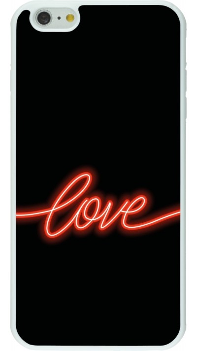 Coque iPhone 6 Plus / 6s Plus - Silicone rigide blanc Valentine 2023 neon love