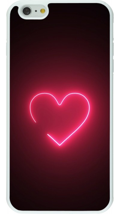 Coque iPhone 6 Plus / 6s Plus - Silicone rigide blanc Valentine 2023 single neon heart