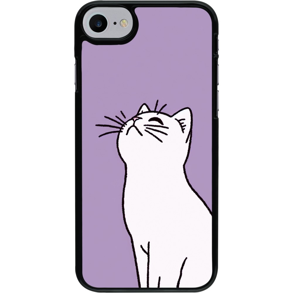 Coque iPhone 7 / 8 / SE (2020, 2022) - Chat sur fond violet