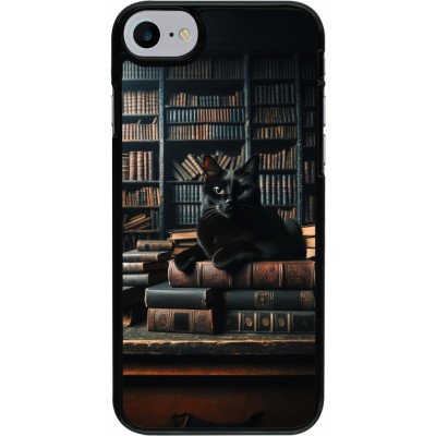 iPhone 7 / 8 / SE (2020, 2022) Case Hülle - Katze Bücher dunkel