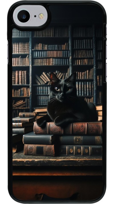 iPhone 7 / 8 / SE (2020, 2022) Case Hülle - Katze Bücher dunkel