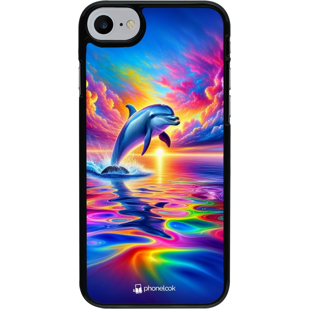 iPhone 7 / 8 / SE (2020, 2022) Case Hülle - Glücklicher Regenbogen-Delfin