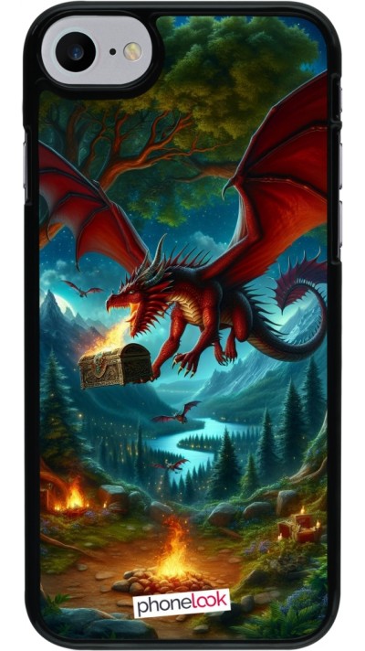 Coque iPhone 7 / 8 / SE (2020, 2022) - Dragon Volant Forêt Trésor