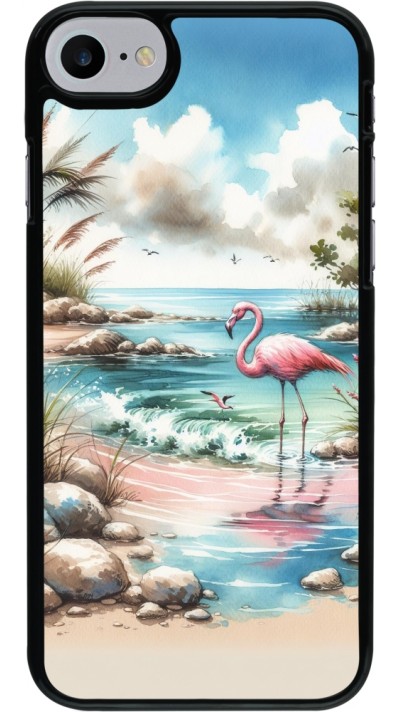 Coque iPhone 7 / 8 / SE (2020, 2022) - Flamant rose aquarelle