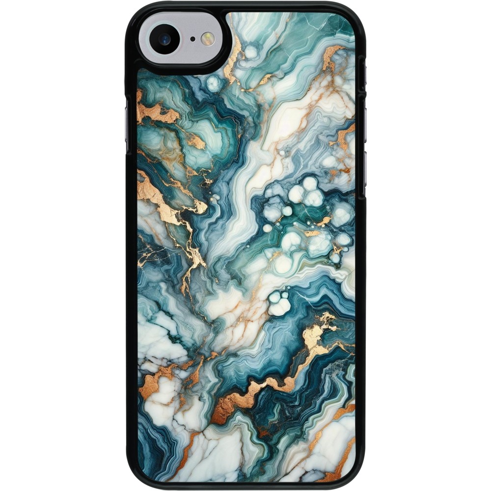 iPhone 7 / 8 / SE (2020, 2022) Case Hülle - Grüner Blauer Goldener Marmor