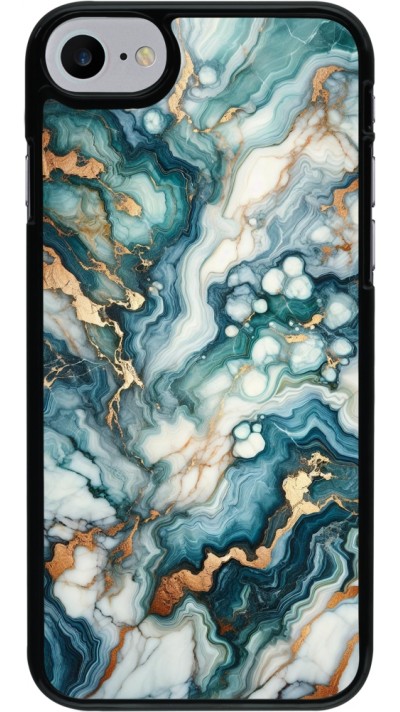 Coque iPhone 7 / 8 / SE (2020, 2022) - Marbre Vert Bleu Doré