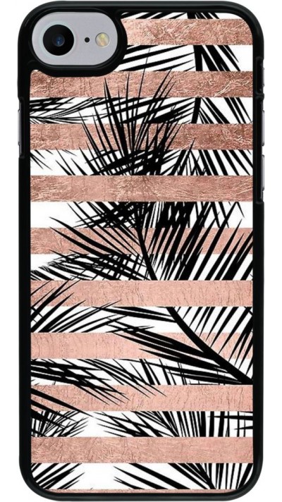 Hülle iPhone 7 / 8 / SE (2020, 2022) - Palm trees gold stripes