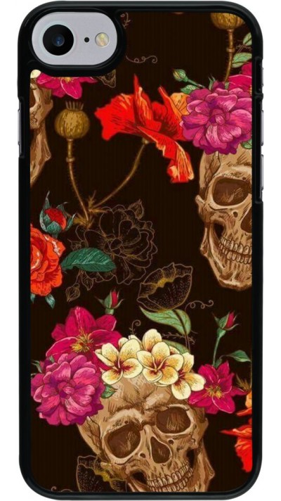 Coque iPhone 7 / 8 / SE (2020, 2022) - Skulls and flowers
