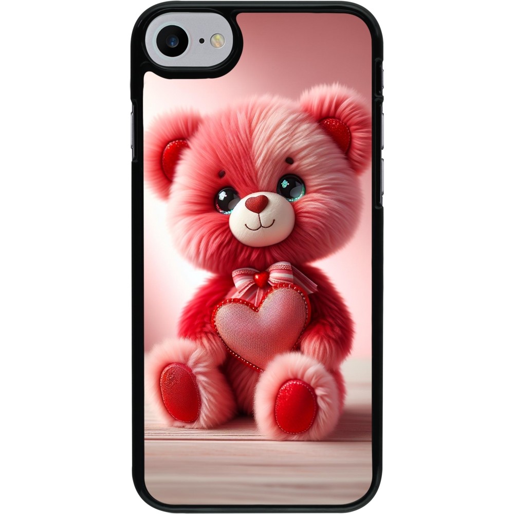 iPhone 7 / 8 / SE (2020, 2022) Case Hülle - Valentin 2024 Rosaroter Teddybär