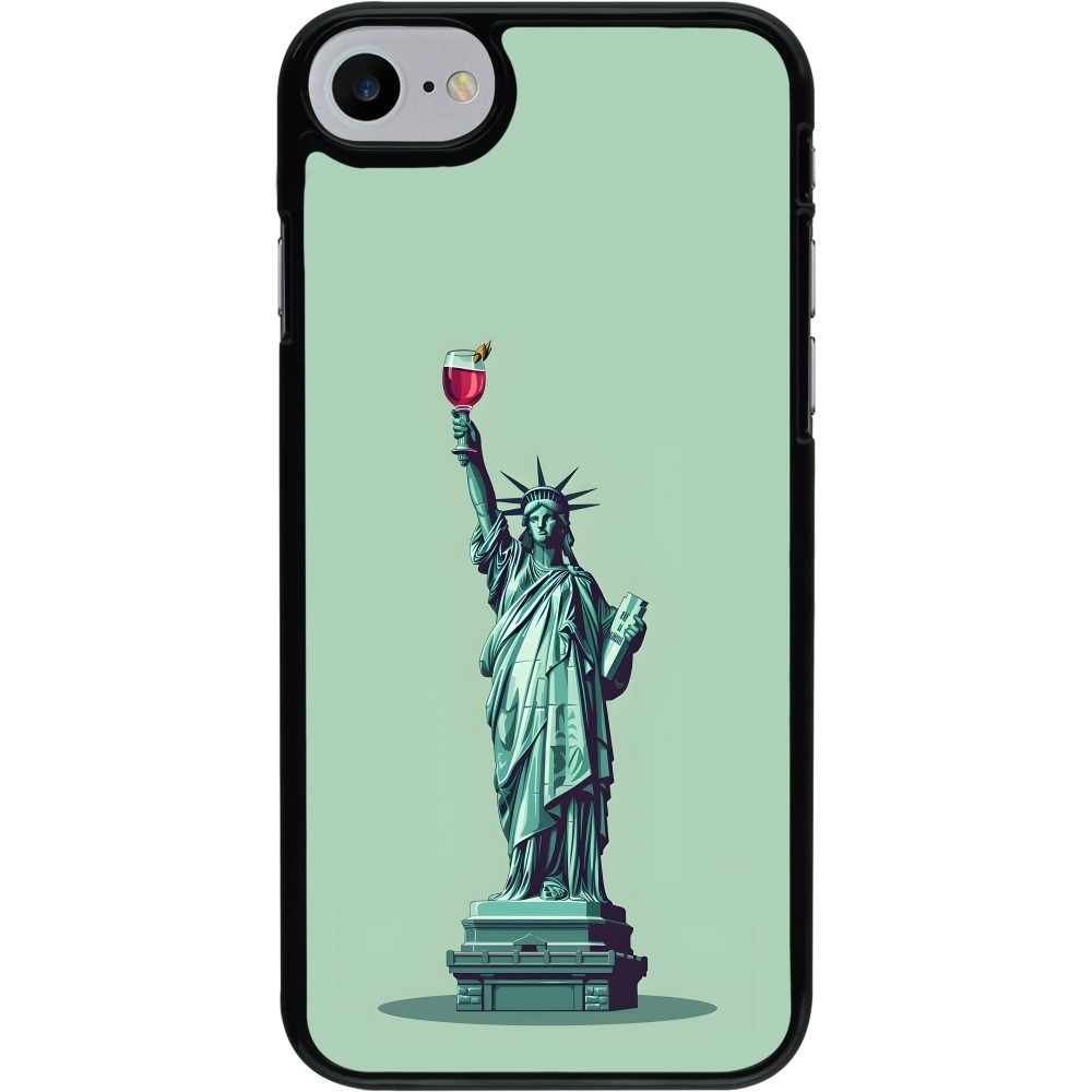 iPhone 7 / 8 / SE (2020, 2022) Case Hülle - Freiheitsstatue mit einem Glas Wein