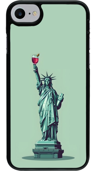 Coque iPhone 7 / 8 / SE (2020, 2022) - Wine Statue de la liberté avec un verre de vin