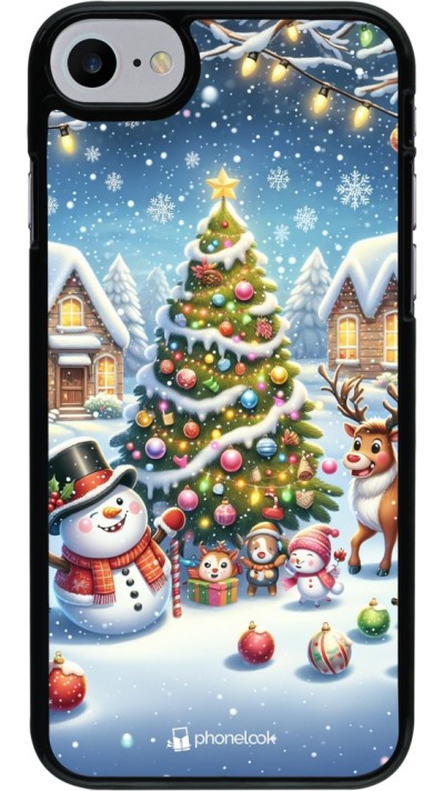 Coque iPhone 7 / 8 / SE (2020, 2022) - Noël 2023 bonhomme de neige et sapin