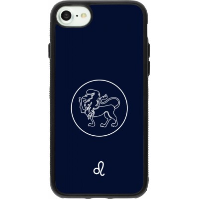 Coque iPhone 7 / 8 / SE (2020, 2022) - Silicone rigide noir Astrologie Lion