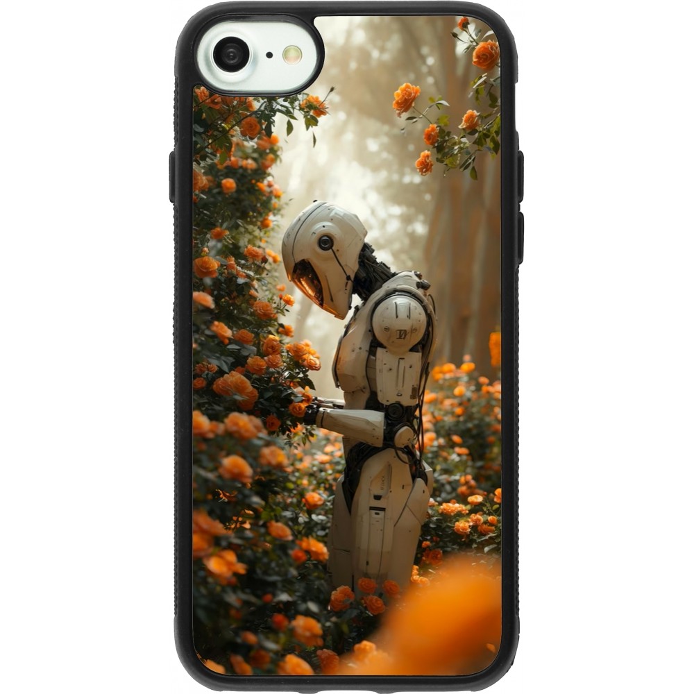 iPhone 7 / 8 / SE (2020, 2022) Case Hülle - Silikon schwarz Astronaut flowers 2025