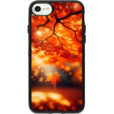 Coque iPhone 7 / 8 / SE (2020, 2022) - Silicone rigide noir Automne Magique Orange