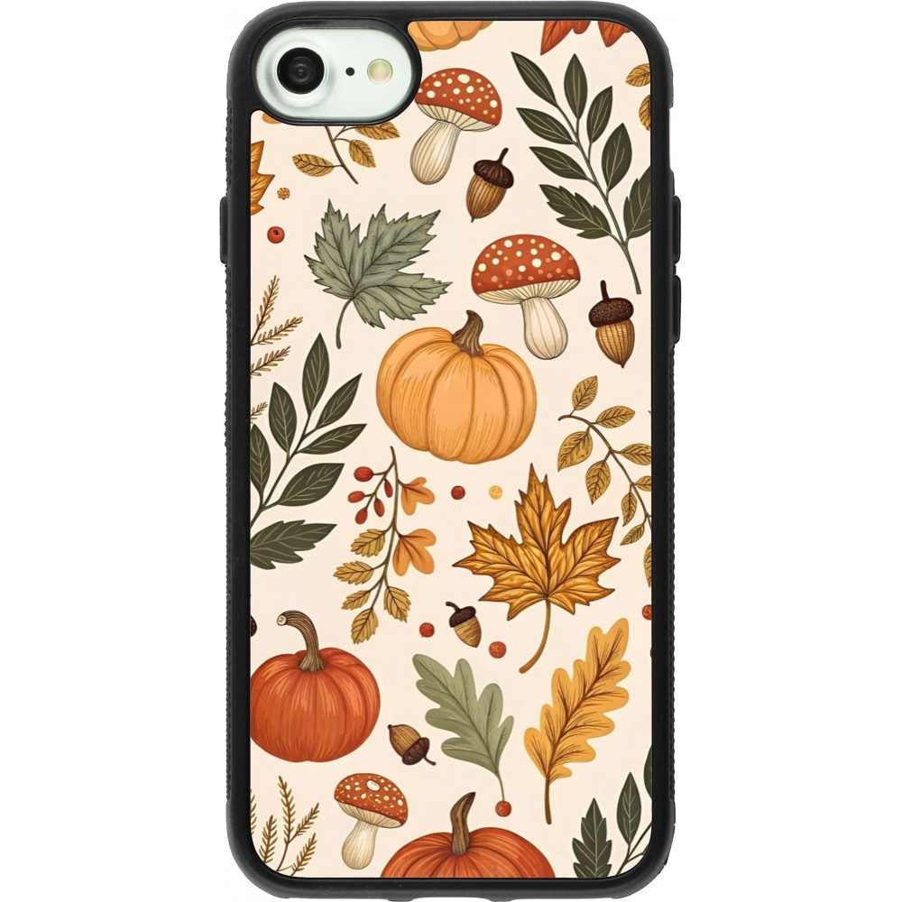 Coque iPhone 7 / 8 / SE (2020, 2022) - Silicone rigide noir Autumn 25 Autumn pattern