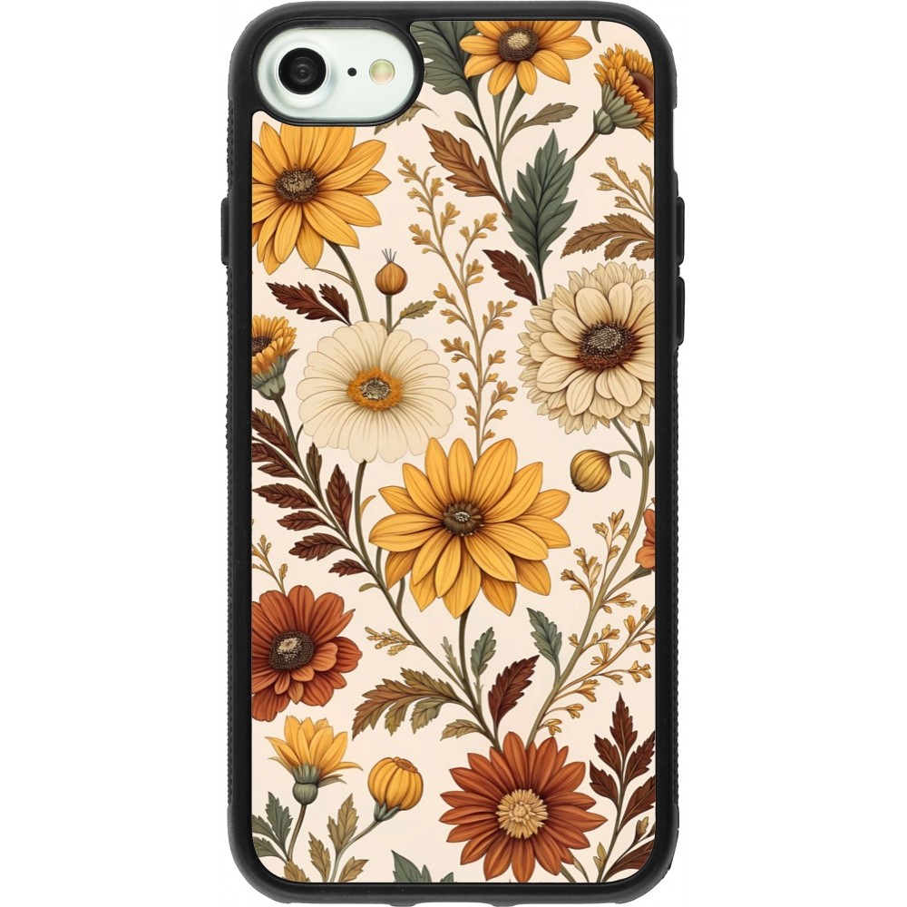 iPhone 7 / 8 / SE (2020, 2022) Case Hülle - Silikon schwarz Autumn 25 Flower pattern