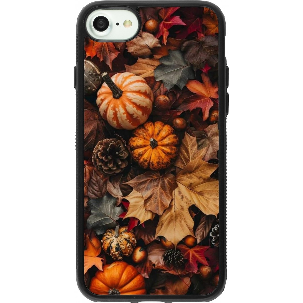 Coque iPhone 7 / 8 / SE (2020, 2022) - Silicone rigide noir Autumn 25 Pumpkin