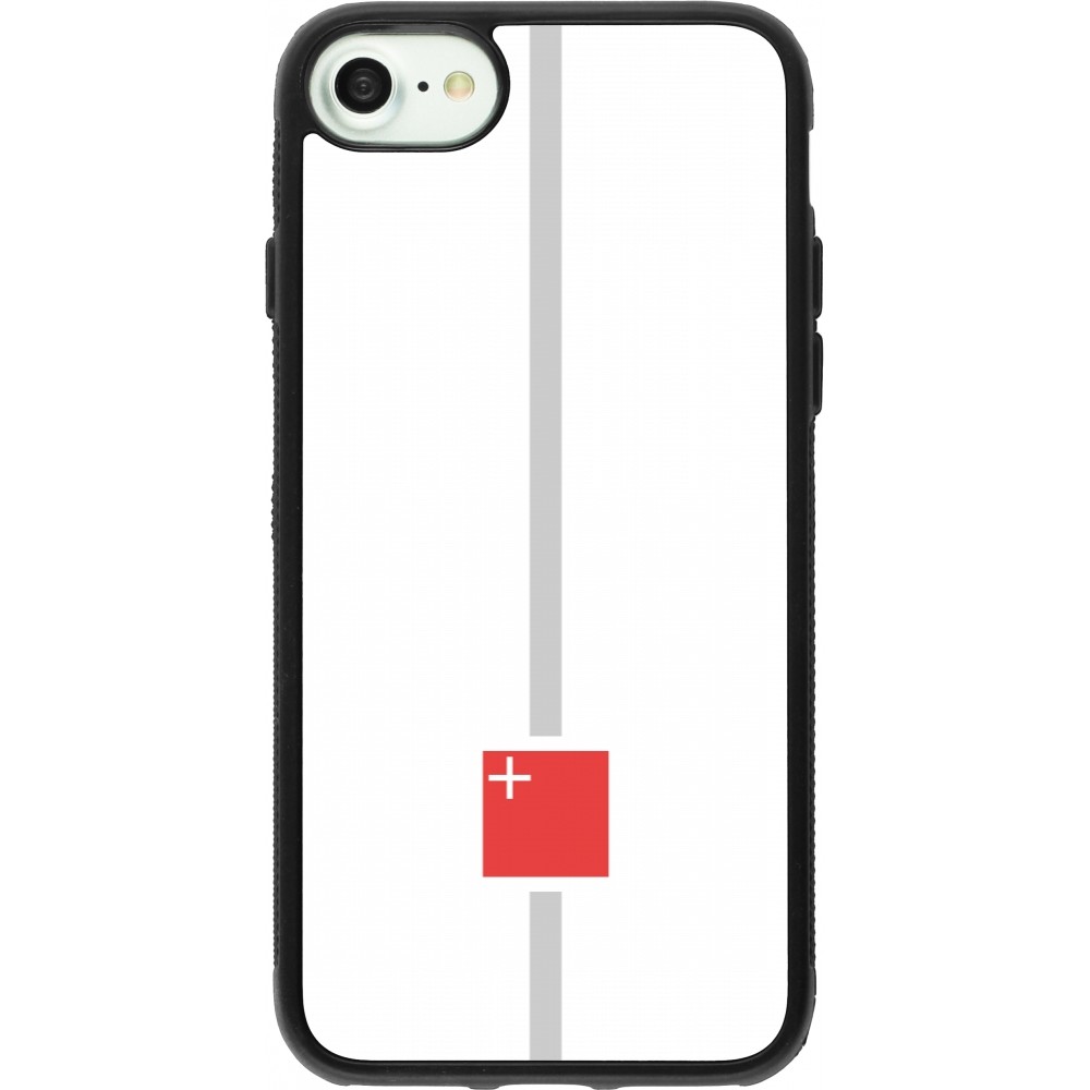 Coque iPhone 7 / 8 / SE (2020, 2022) - Silicone rigide noir Canton SZ blanc