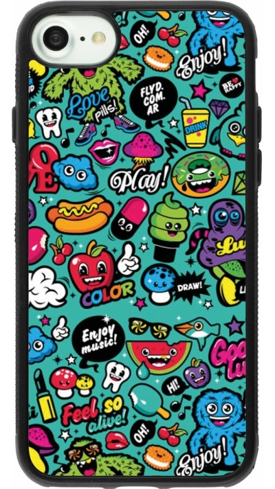 iPhone 7 / 8 / SE (2020, 2022) Case Hülle - Silikon schwarz Cartoons old school