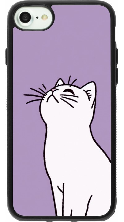 iPhone 7 / 8 / SE (2020, 2022) Case Hülle - Silikon schwarz Chat auf lila Hintergrund