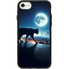 iPhone 7 / 8 / SE (2020, 2022) Case Hülle - Silikon schwarz Schwarze Katze unter dem Vollmond