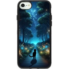 iPhone 7 / 8 / SE (2020, 2022) Case Hülle - Silikon schwarz Schwarze Katze Spaziergang