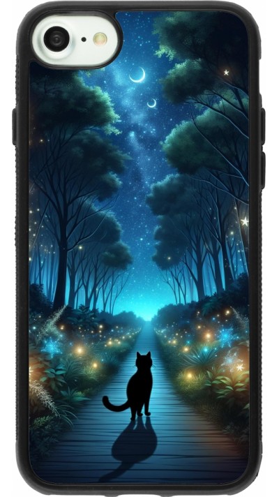 iPhone 7 / 8 / SE (2020, 2022) Case Hülle - Silikon schwarz Schwarze Katze Spaziergang
