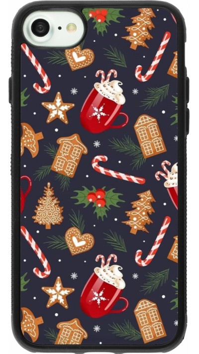 iPhone 7 / 8 / SE (2020, 2022) Case Hülle - Silikon schwarz Christmas 25 Pattern Gingerbread House