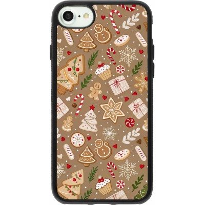 iPhone 7 / 8 / SE (2020, 2022) Case Hülle - Silikon schwarz Christmas 25 Pattern Ginger Cookie