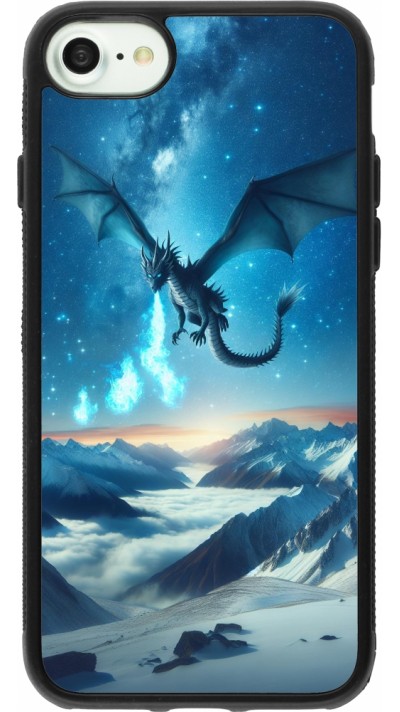 iPhone 7 / 8 / SE (2020, 2022) Case Hülle - Silikon schwarz Drache nächtliche Berg