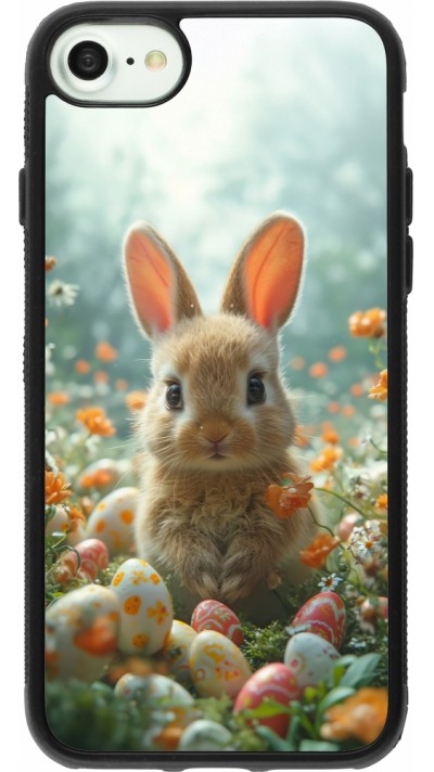 Coque iPhone 7 / 8 / SE (2020, 2022) - Silicone rigide noir Easter 2026 Rabbit in the garden