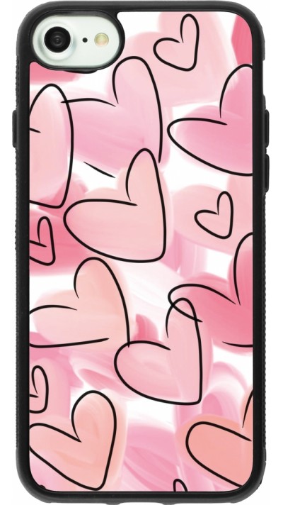iPhone 7 / 8 / SE (2020, 2022) Case Hülle - Silikon schwarz Easter 2023 pink hearts